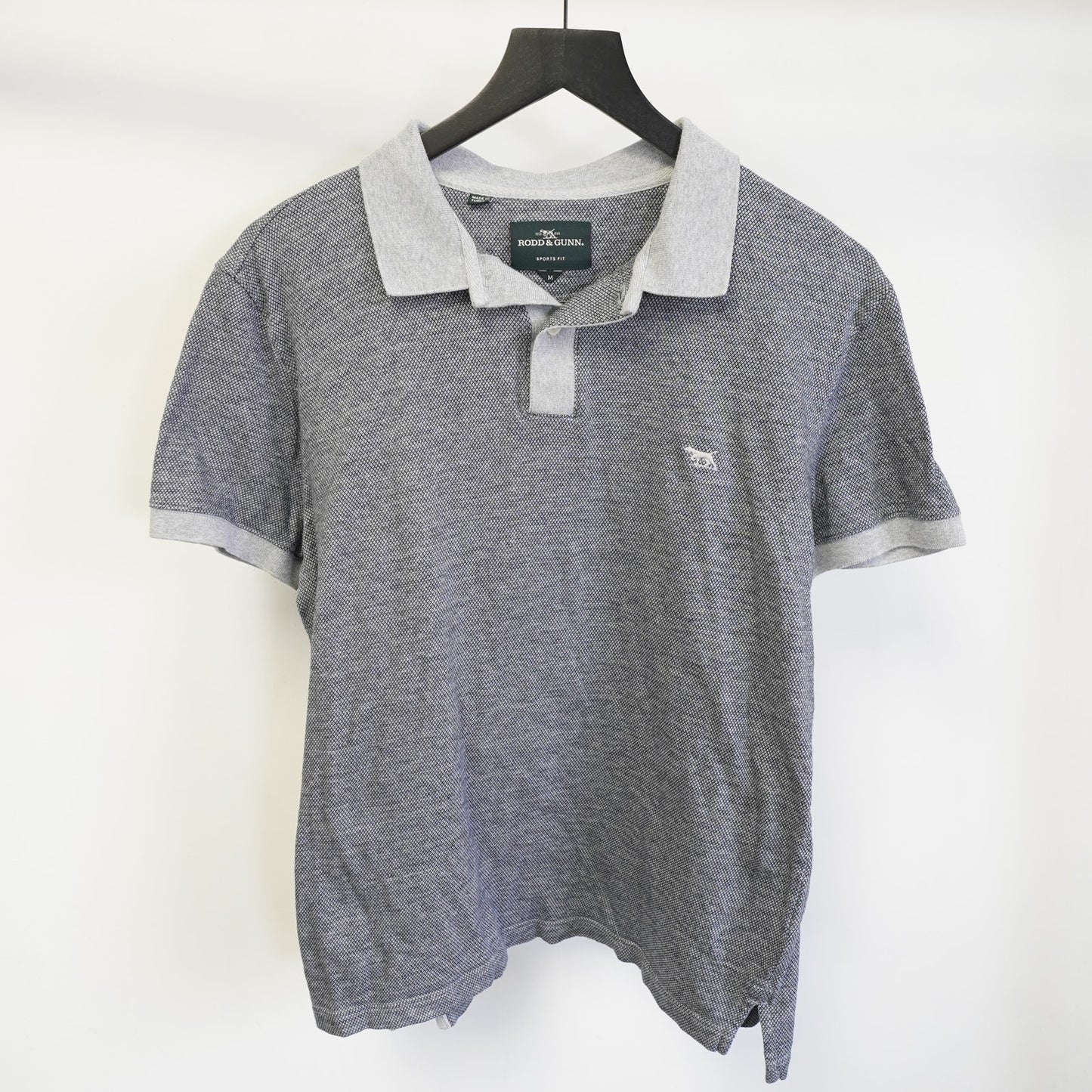 (M) Rodd & Gunn Sports Fit Knit Performance Golf Polo Shirt Men's M Gray Preppy