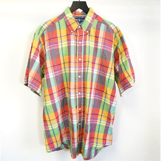 (M) Vintage Polo Ralph Lauren Blake Plaid Button Up Men's M Multicolor Easter