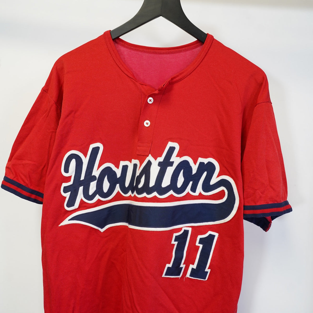 (XL) Vintage University of Houston Cougars Sewn Baseball Jersey 80s Men's XL Red UofH