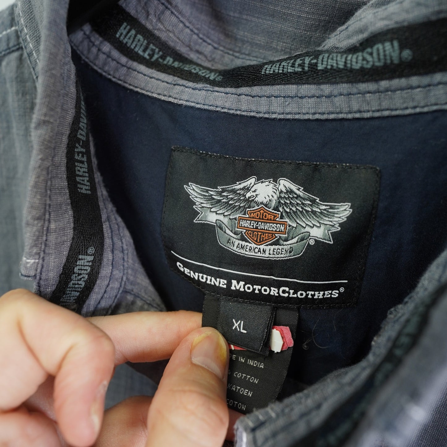 (XL) Harley Davidson Motorcycles Biker Button Up Shirt Men's XL Gray Work Shirt