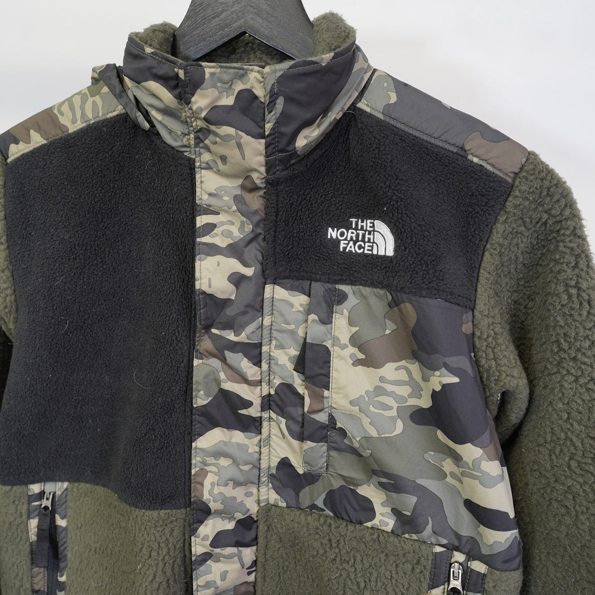 (Boys L) The North Face Forrest Fleece Denali Jacket Boy's L Youth Green Black Camo