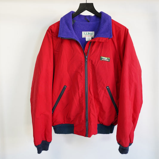 (M) Vintage LL Bean Freeport Maine Fleece Lined 90s Warm Up Red Zip Jacket