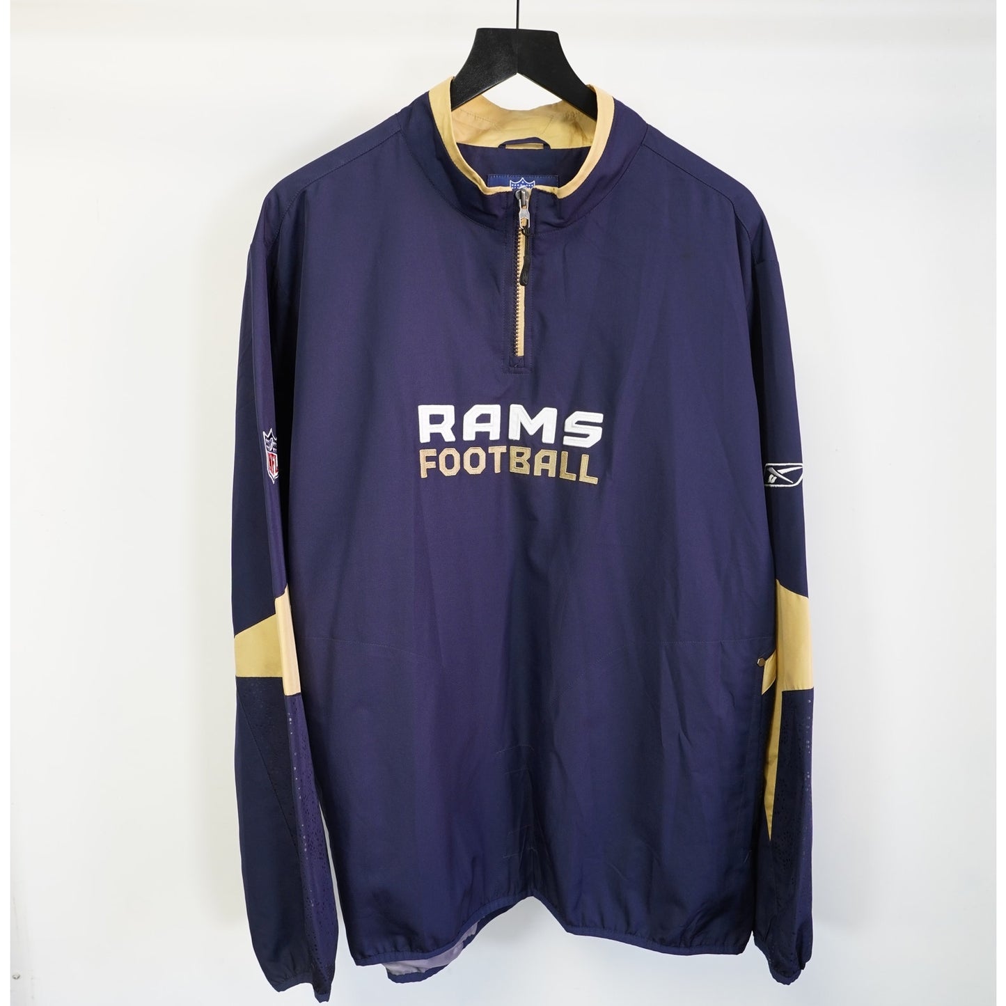 (L) Vintage St. Louis LA Rams Reebok 1/4 Zip Pullover Jacket Men's L Blue Y2K NFL