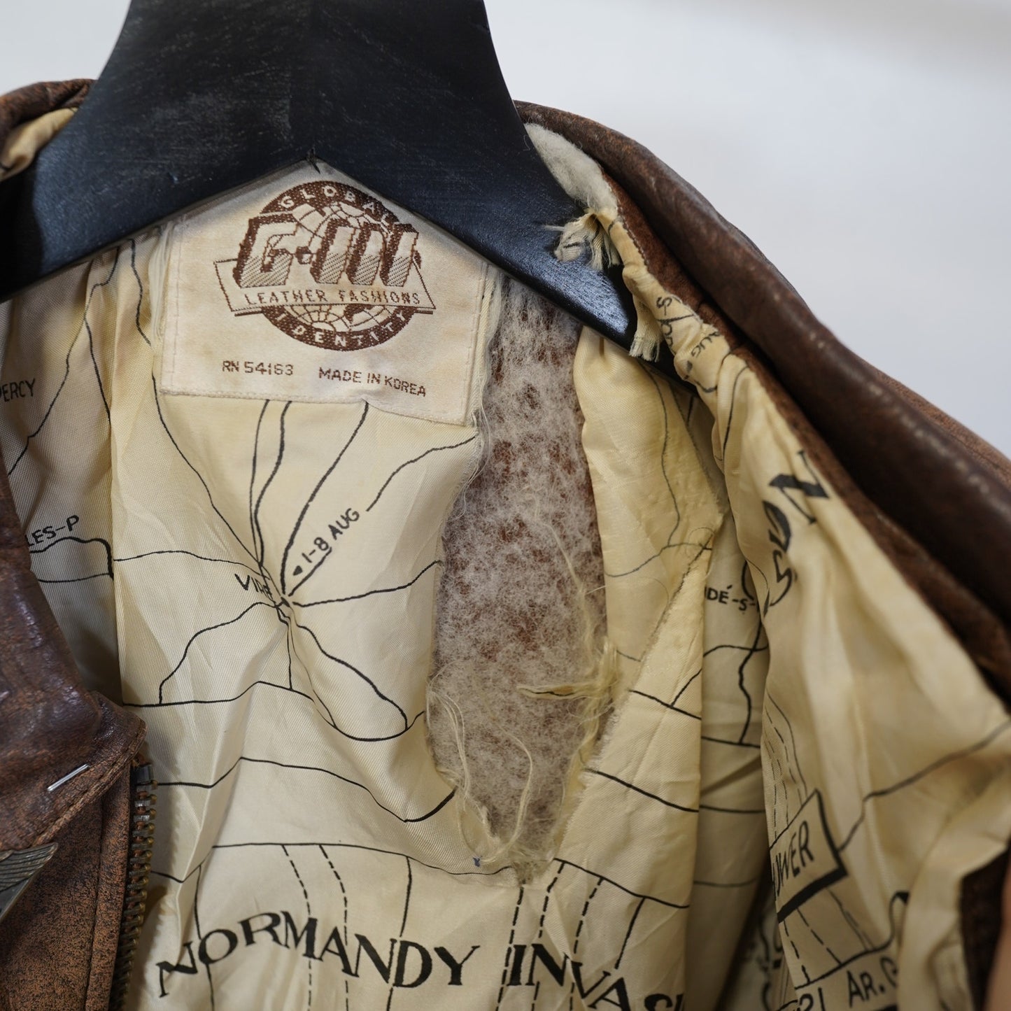 (XL) Vintage G-III Leather Aviator Bomber Pilot Flight Jacket Men's XL Brown Patches