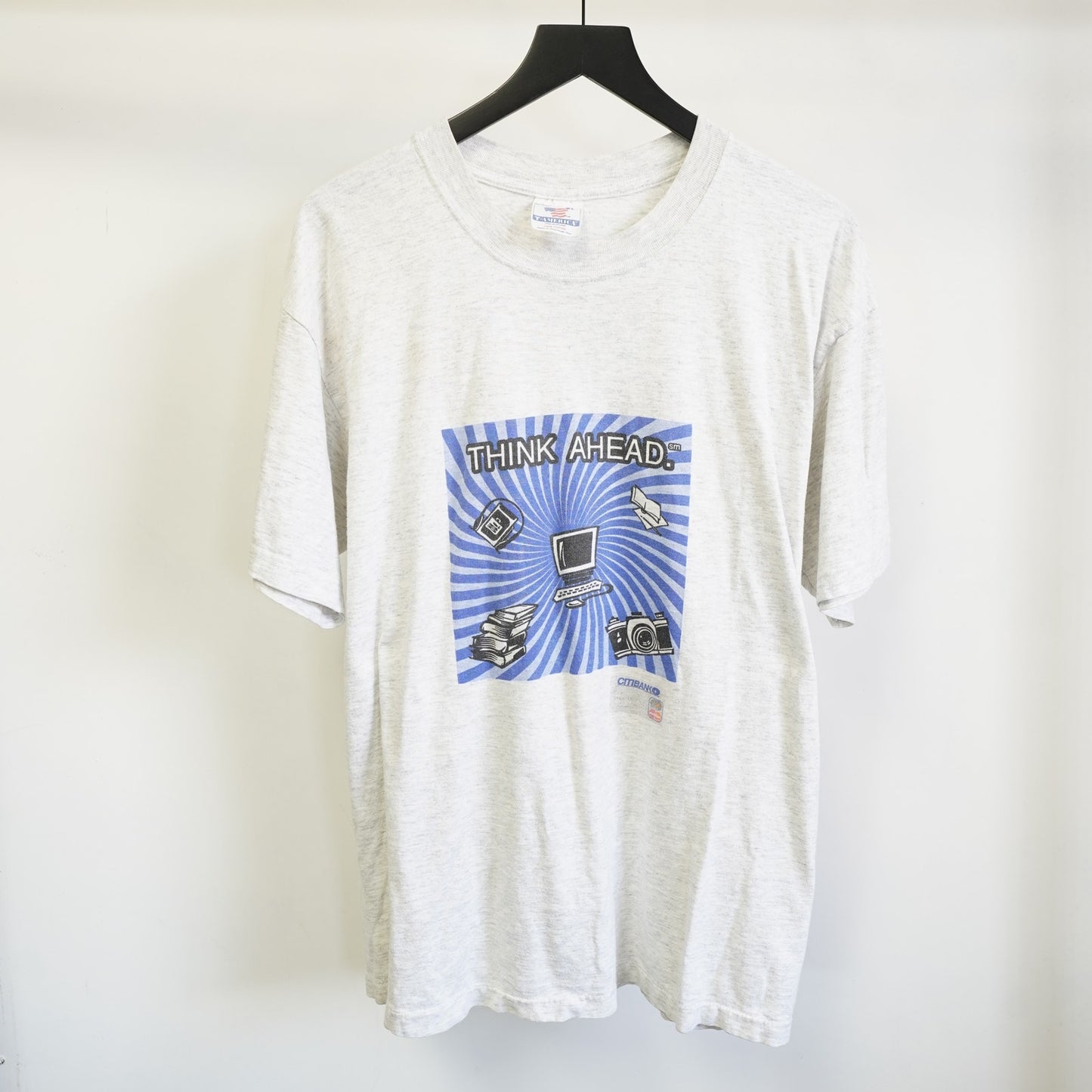 (XL) Vintage Think Ahead 90s Computer Micro-Chip T-Shirt Men's XL Retro Tech