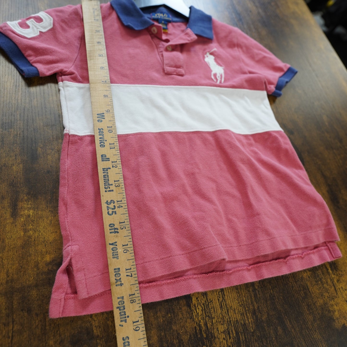 (Youth 6) Polo Ralph Lauren Big Pony Embroidered Striped Polo Shirt Kids Sz. 6 Youth Pink