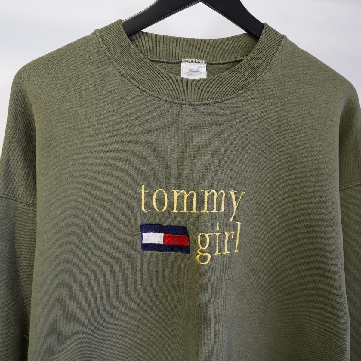 (XL) Vintage Tommy Hilfiger Girls 90s Embroidered Sweatshirt Women's XL Olive Green