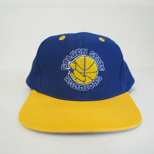 Vintage Golden State Warriors Snapback Hat Two Tone Blue Yellow 90s Cap NBA
