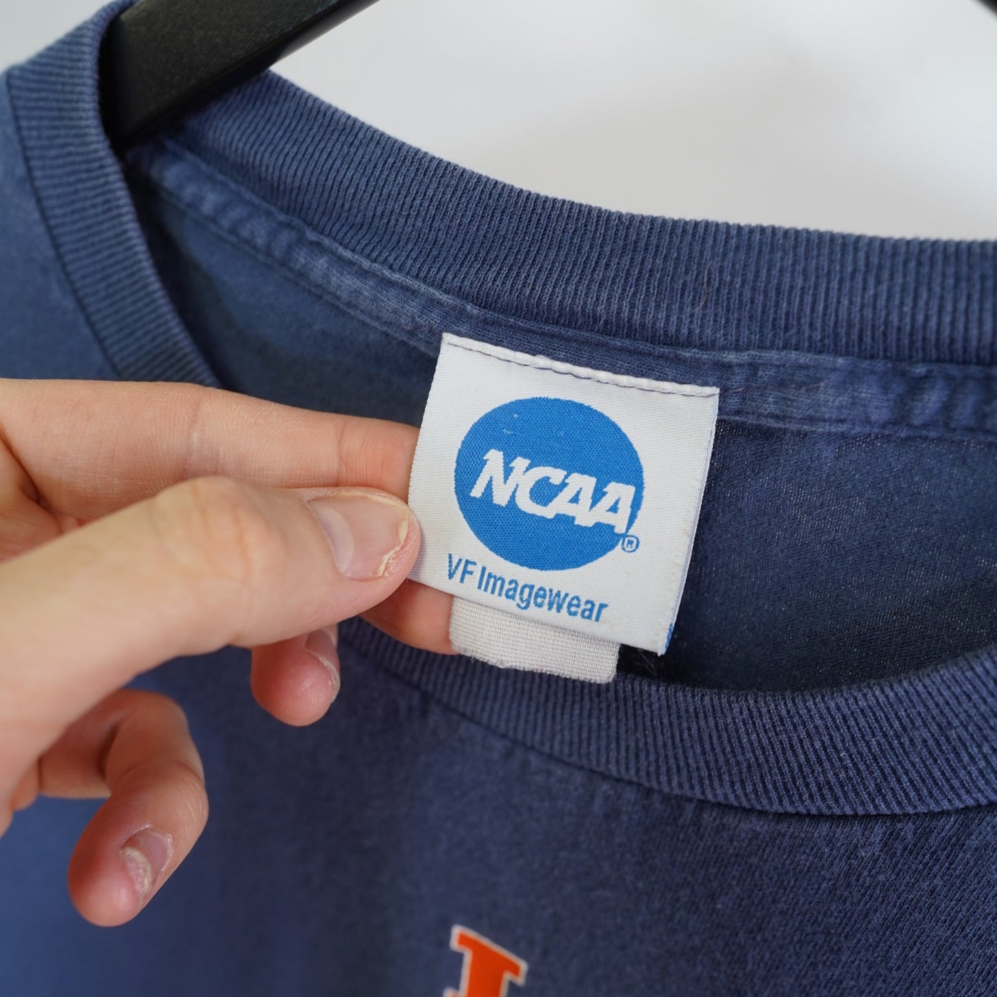 (L) Vintage Illinois Illini NCAA T-Shirt Men's L Navy Blue Orange 2000s Y2K