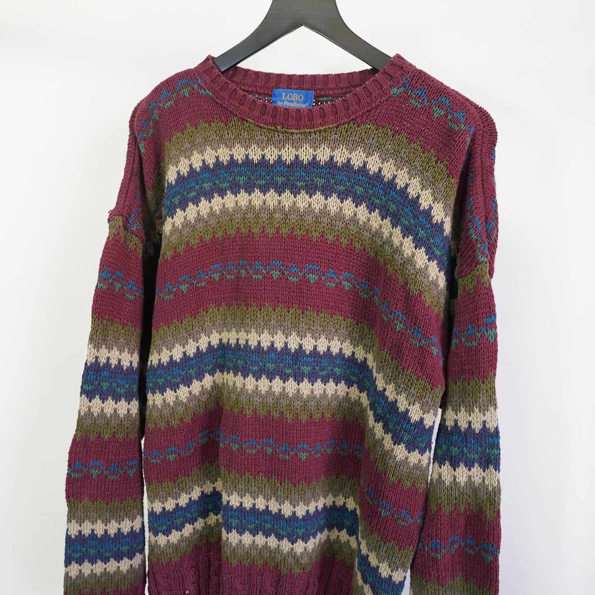 (XL) Vintage Pendelton Lobo Knit Striped Fair ISsle Sweater Men's XL 90s USA Made
