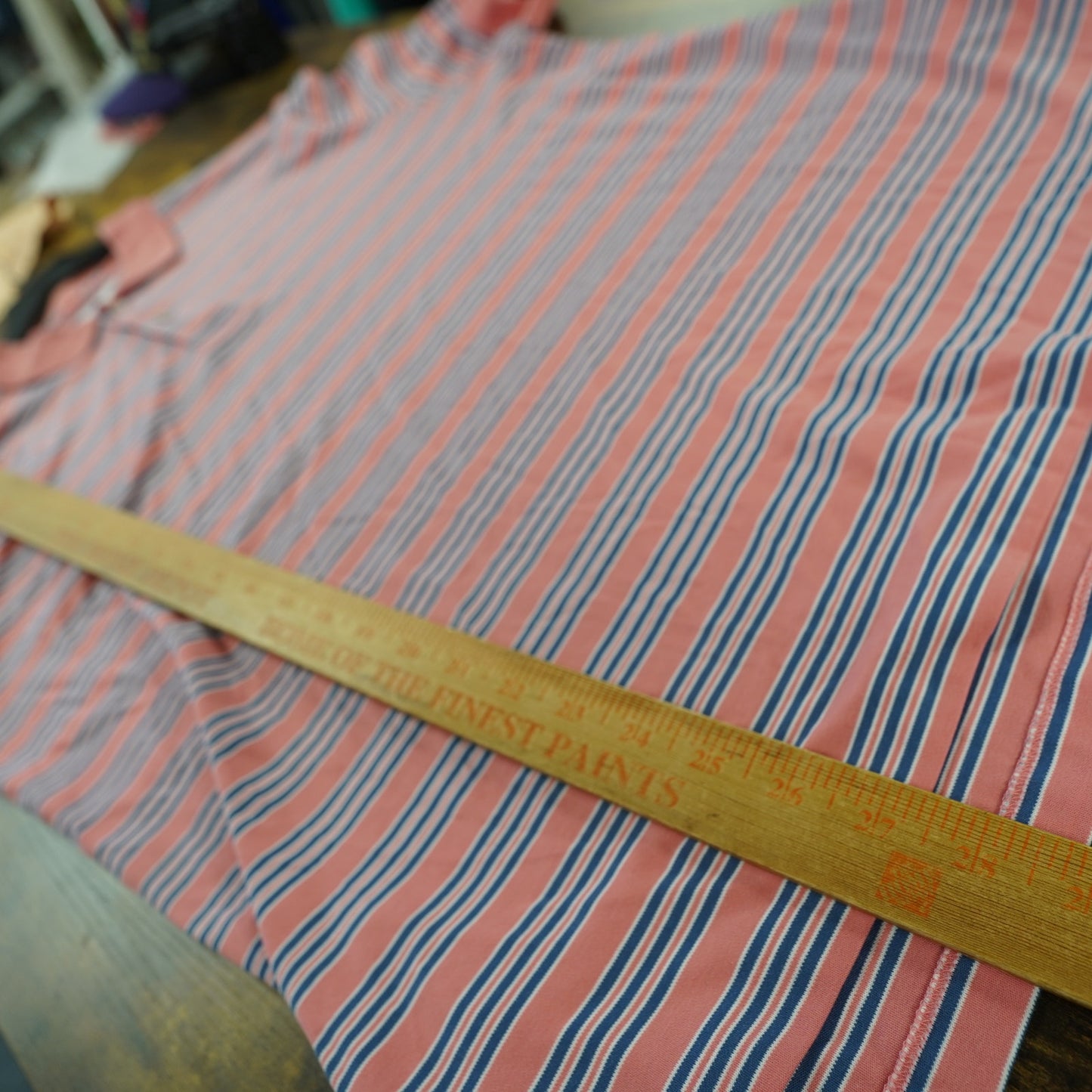 (L) Southern Tide Classic Fit Striped Golf Shirt Men's L Pink Blue Fish Preppy