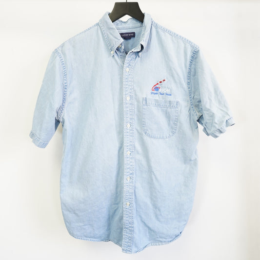 (M) Vintage Nasa Orion Flight Team Denim Button Up Men's M Space Shuttle Aviation