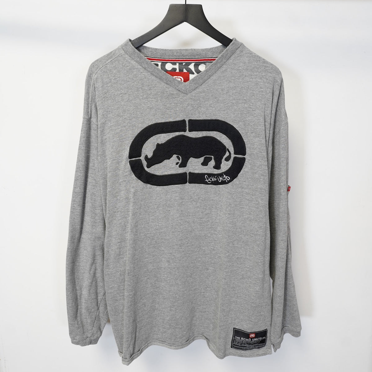 (XL) Vintage Ecko Unlimited Sewn Y2K Long Sleeve T-Shirt Men's XL Gray 2000s Hip Hop