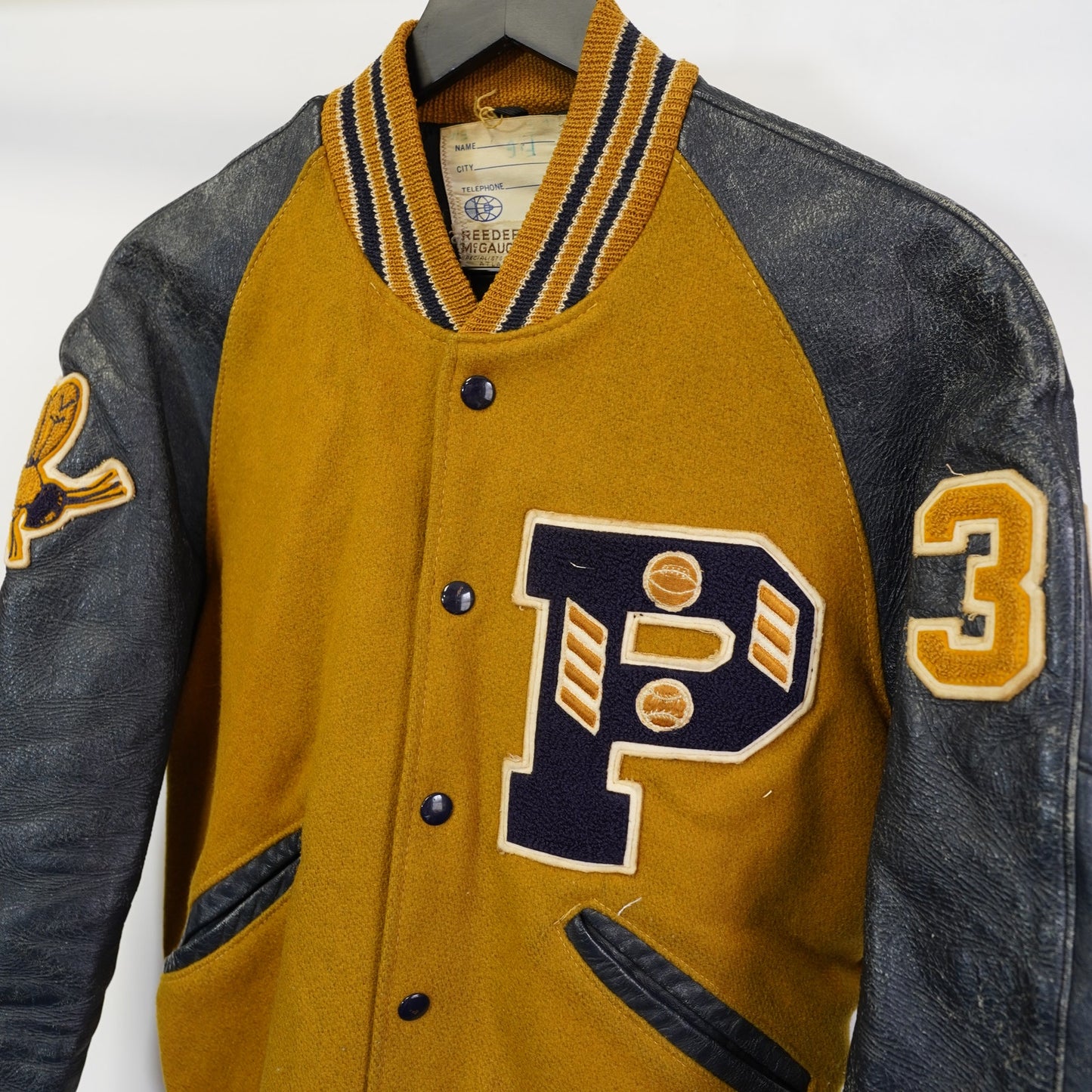 (S) True Vintage 60s Reeder & McGaughey Letterman Varsity Jacket Men's S 38 Yellow