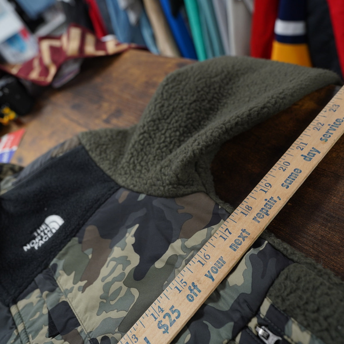 (Boys L) The North Face Forrest Fleece Denali Jacket Boy's L Youth Green Black Camo