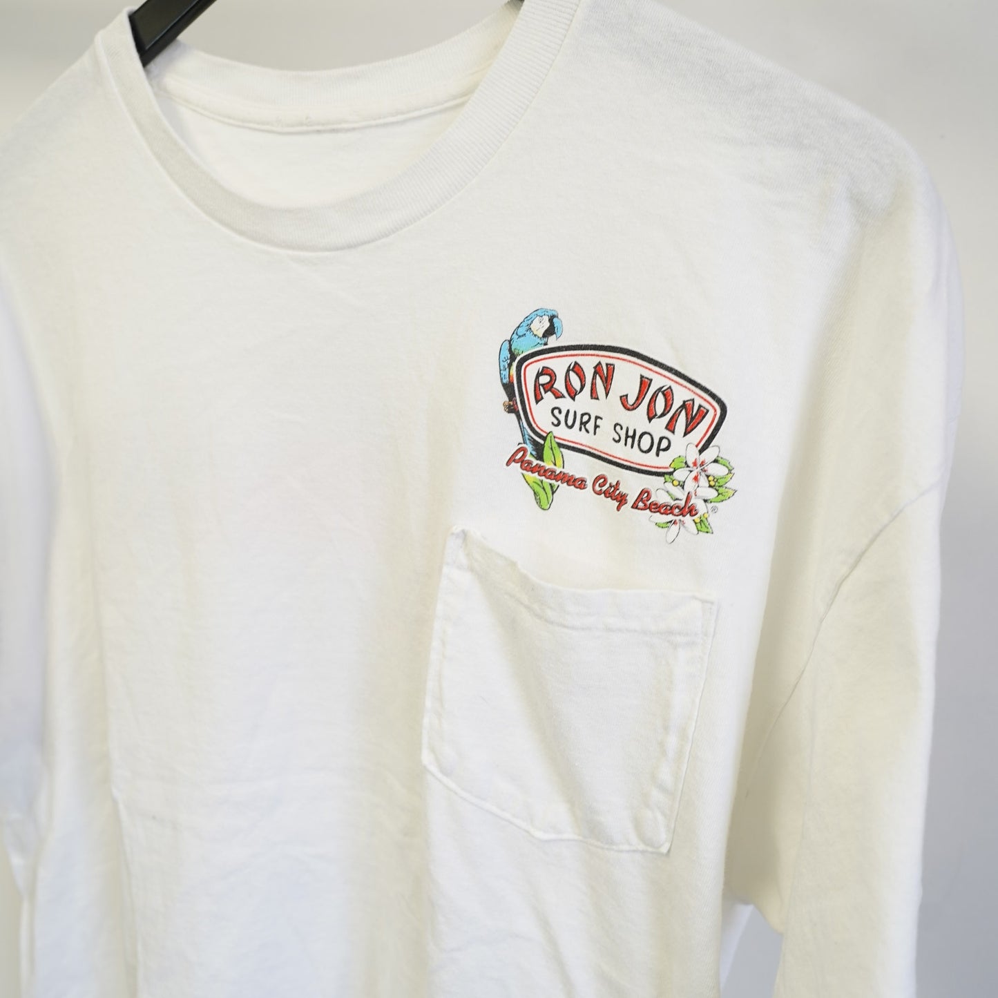 (XL) Vintage Ron Jon Surf Shop Tropical Hawaiian T-Shirt Men's XL White Skate Y2K