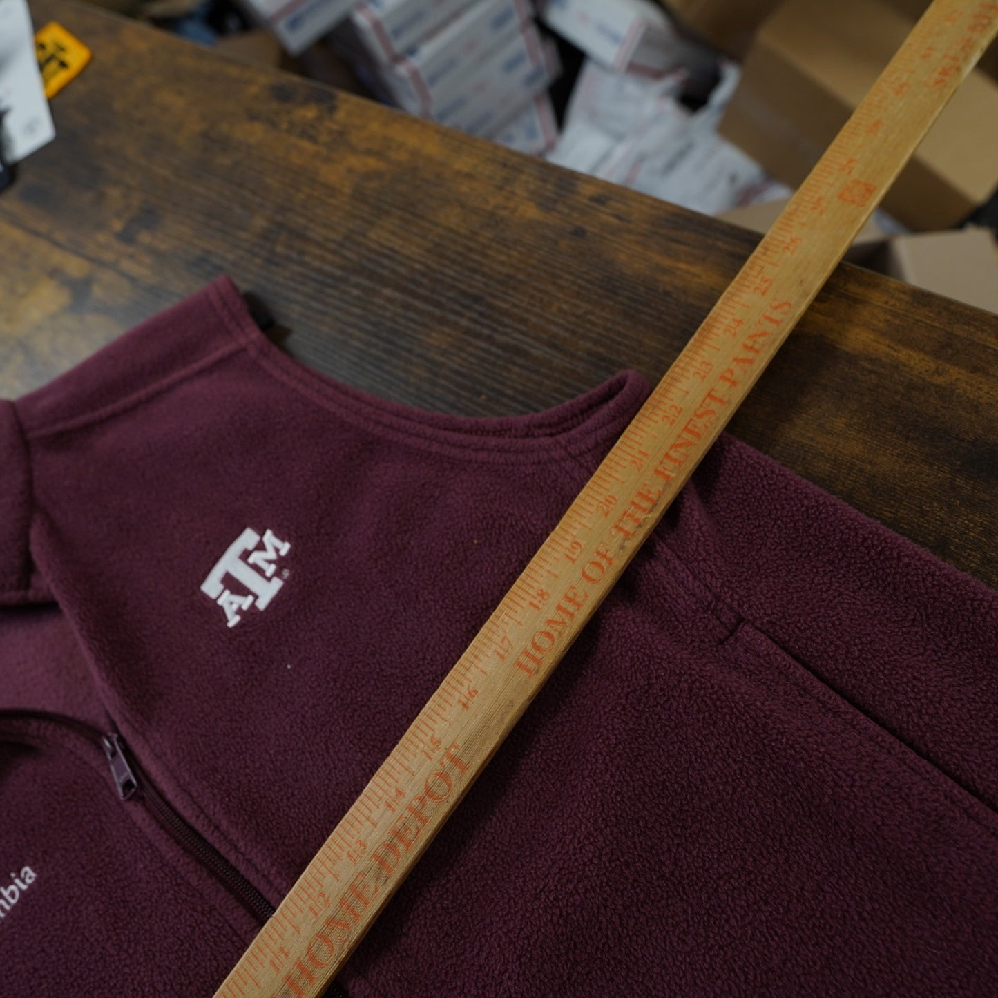 (M) Texas A&M Columbia Fleece Embroidered Full Zip Maroon Vest Stitched Sewn