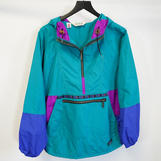 (L) Vintage L.L. Bean 90s Aqua Hiking Anorak Men's L Pink Gorpcore Windbreaker USA