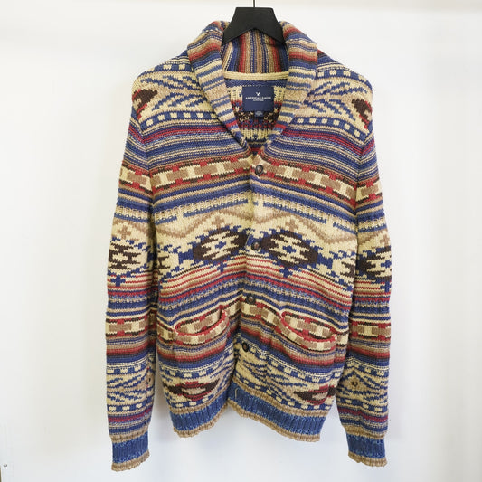 (S) American Eagle Southwestern Aztec Knit Cardigan Sweater Men's S Cowboy