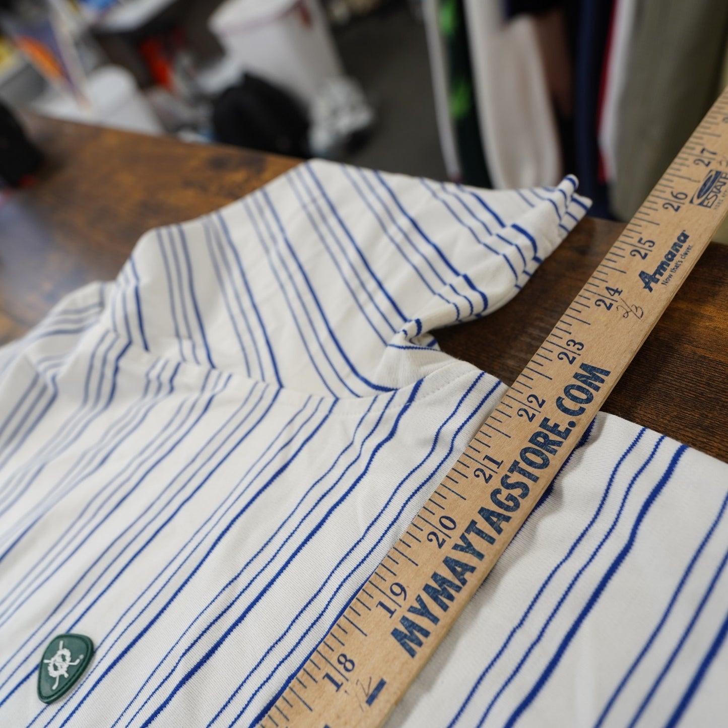 (M) Vintage Brooks Brother St. Andrews Links Golf Shirt Men's M White Striped Blue