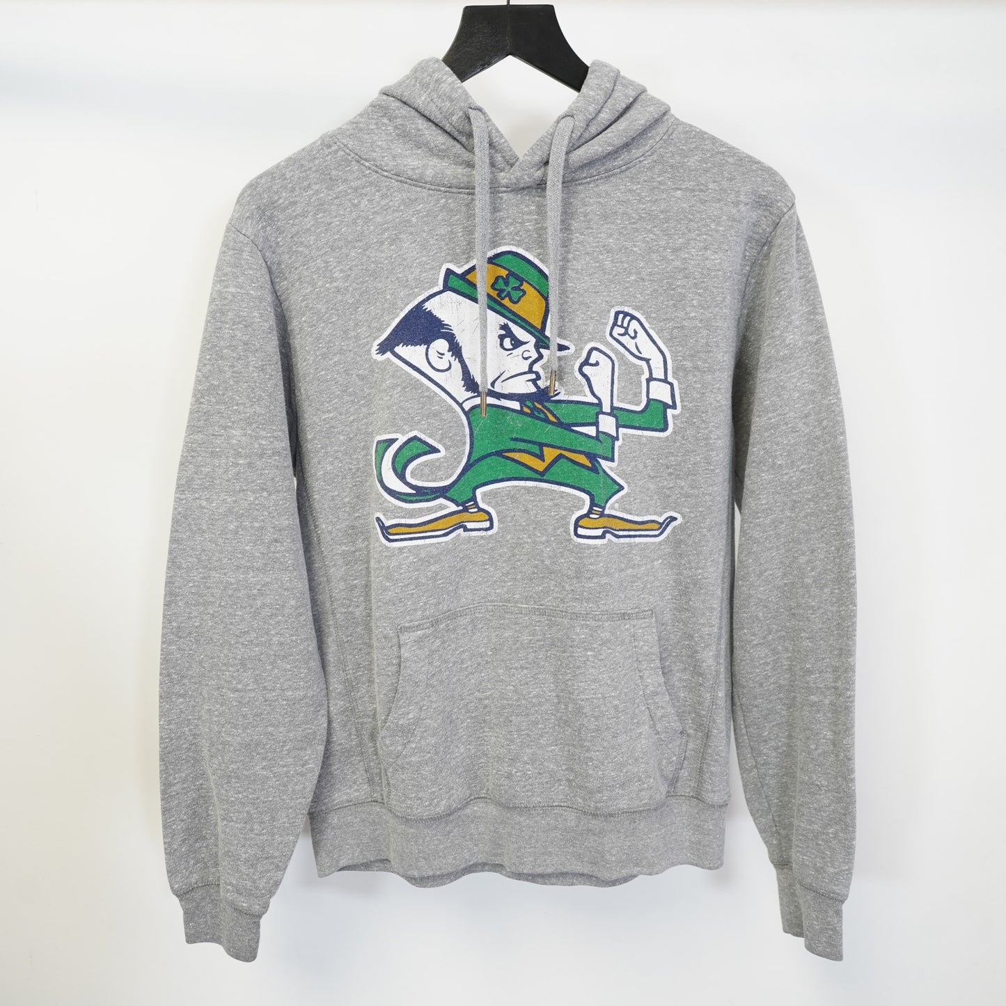 (S) Notre Dame Fighting Irish League Hoodie Men's S Heather Gray Leprechaun