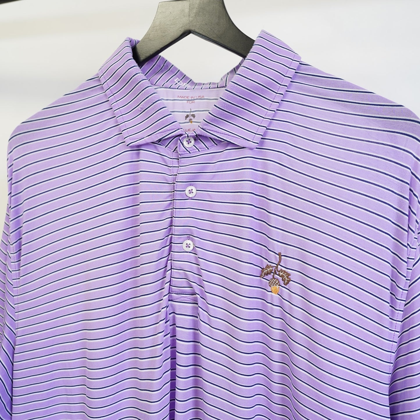 (XL) B Draddy Sport Striped Performance Golf Polo Shirt Men's XL Purple Sewn BlueJack