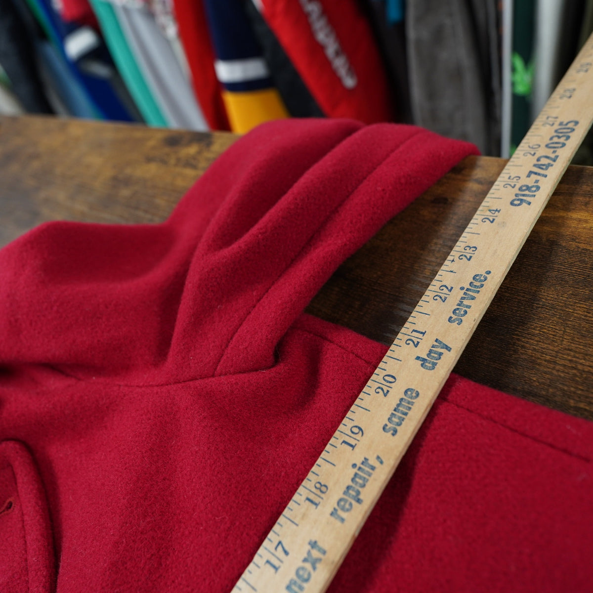 (Women's M) Vintage Lacoste Wool Plaid Lined Red Peacoat Women's Sz 40 L Preppy Glam