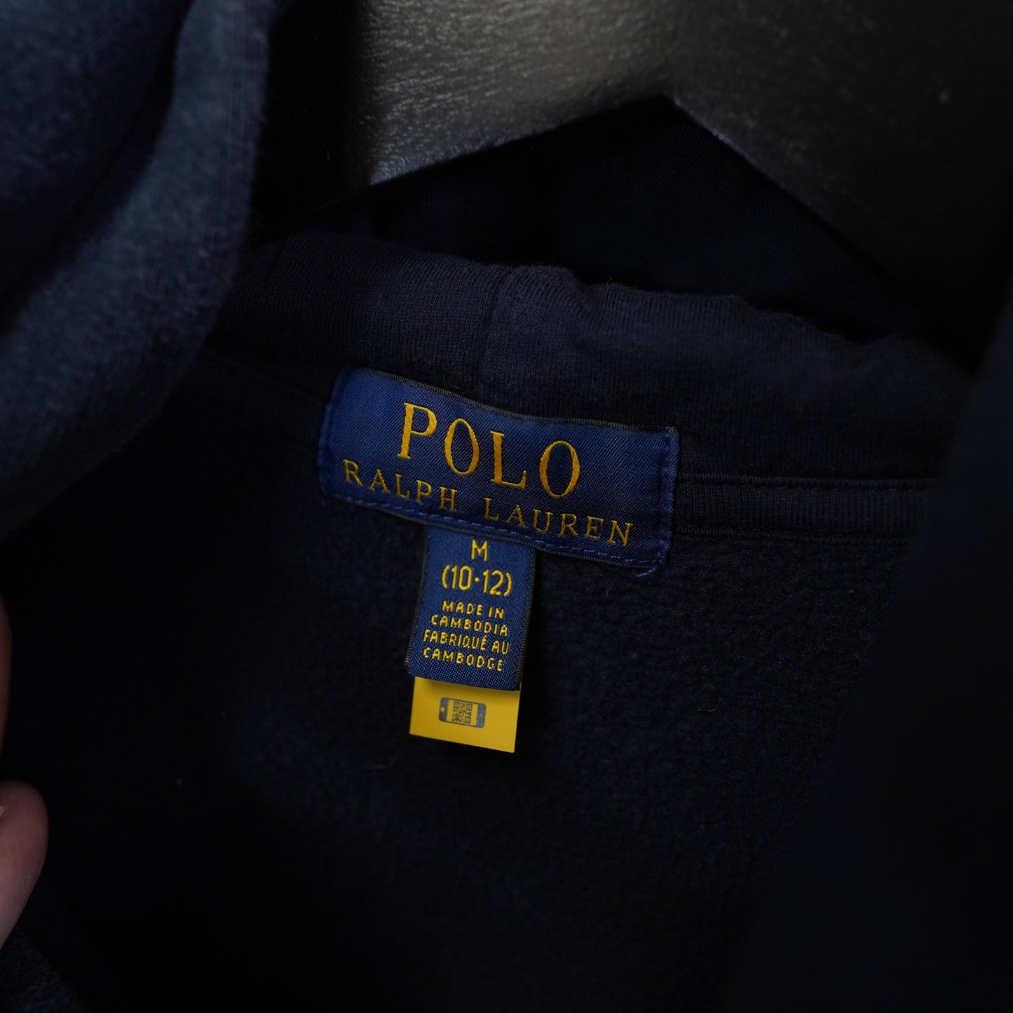 (Boys M) Vintage Polo Ralph Lauren Embroidered Horse Hoodie Boys M 10-12 Blue White