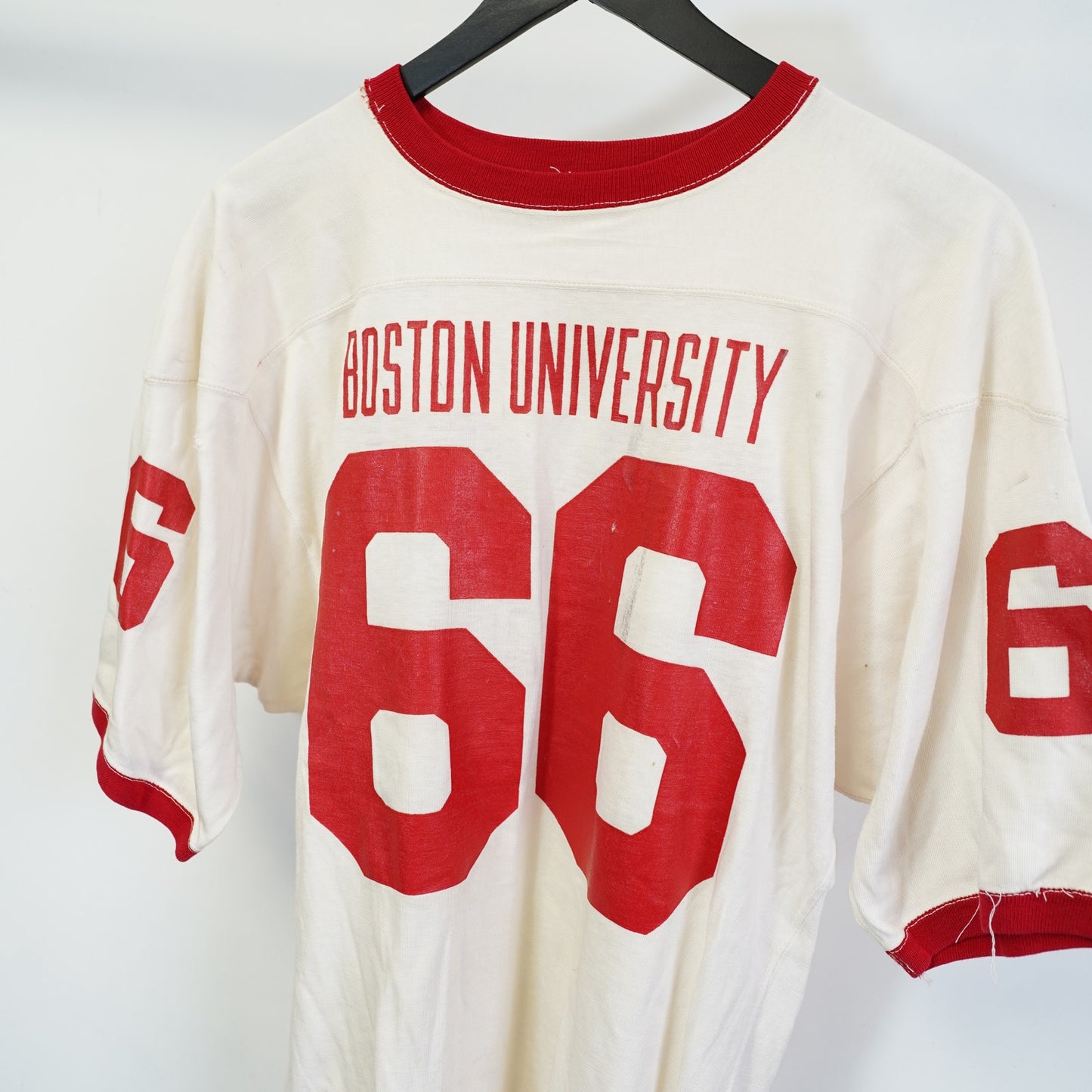 (M) True Vintage 70s Boston University Football Jersey Men's M White Red College