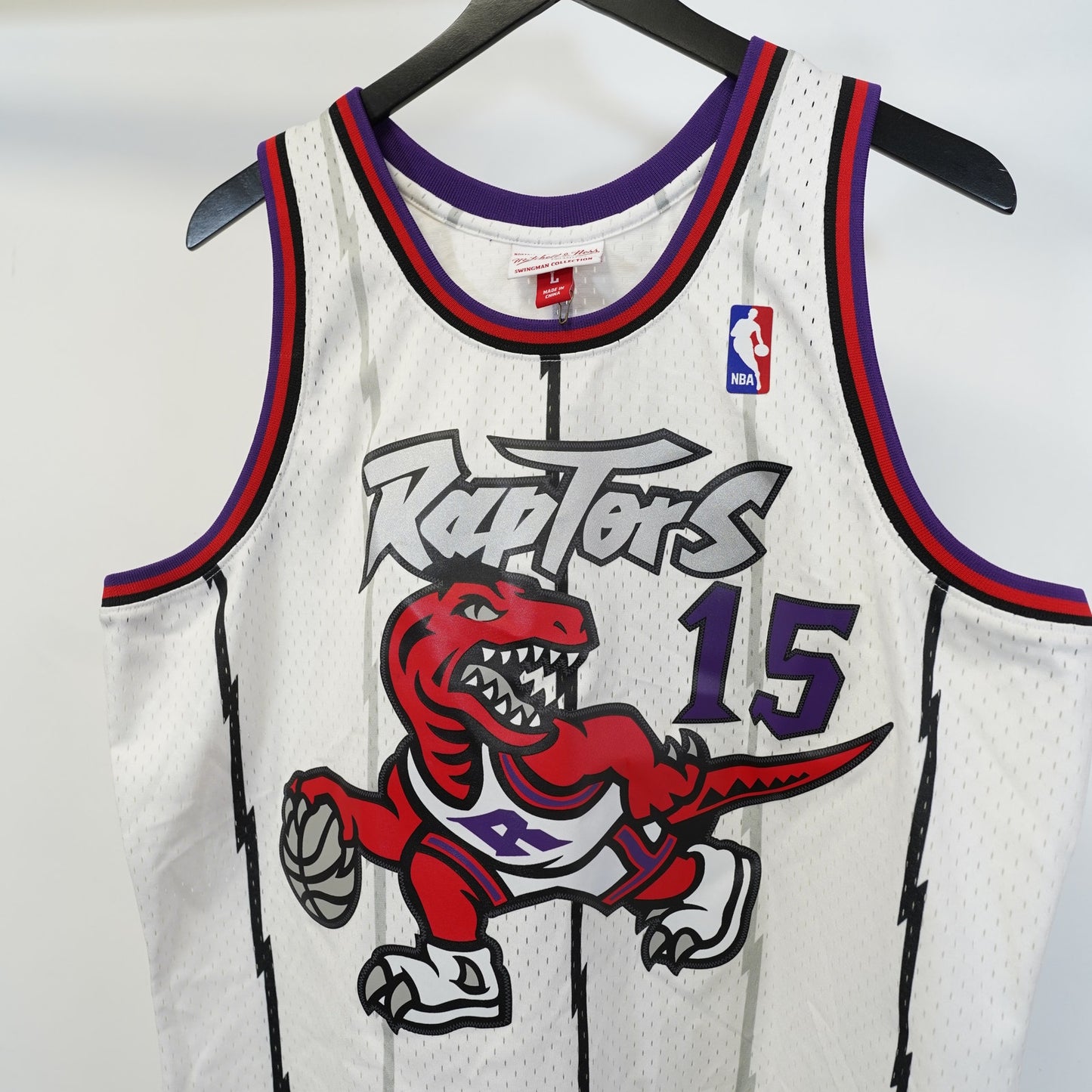 (L) Vince Carter Mitchell & Ness Toronto Raptors Pinstripe Basketball Jersey Men's L