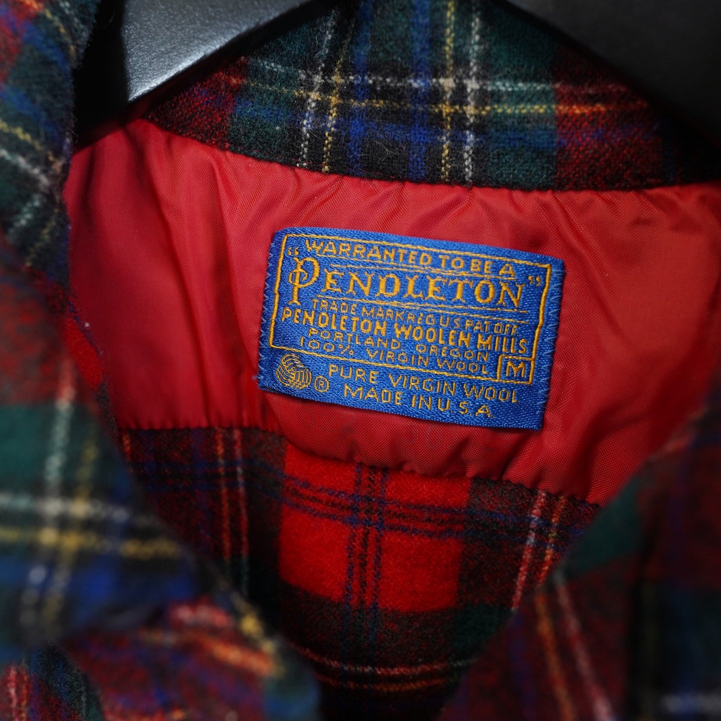 (M) Vintage Pendelton 100% Wool Flannel Button Up Men's M Red Royal Stewart Tartan