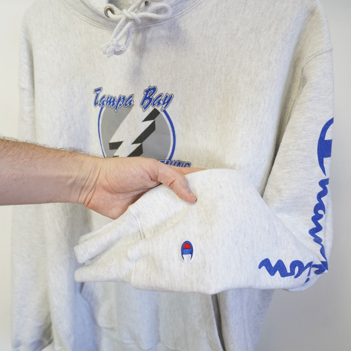 (XL) Vintage Tampa Bay Lightning Champion Reverse Weave Hoodie Men's XL Gray NHL Y2K