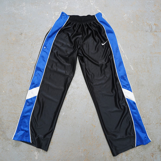 (Youth L) Nike Side Snap Track Pants Vintage Y2K Women's S Youth L Black Blue Retro 2000s