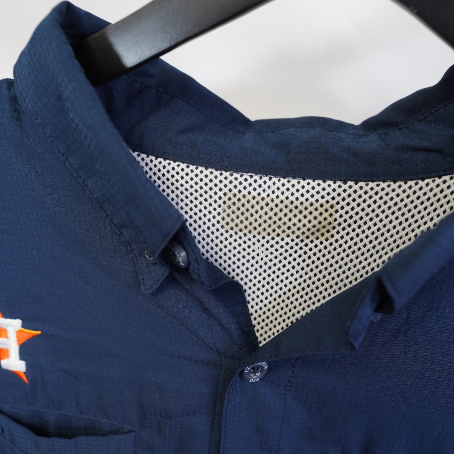 (XXL) Houston Astros Columbia PFG Button Up Fishing Shirt Men's XXL Navy Blue MLB Polo