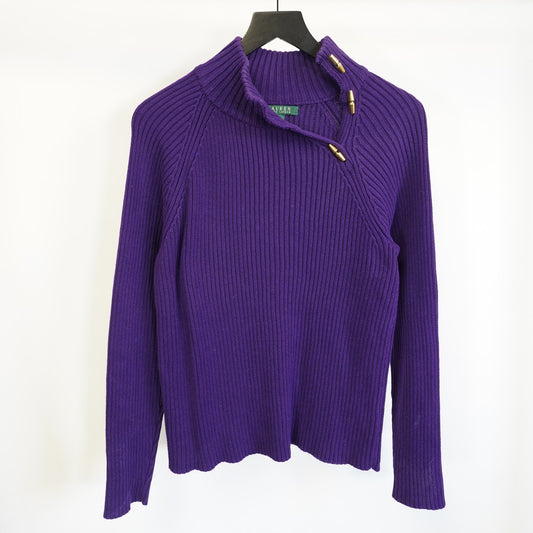 (Women's L) Lauren Ralph Lauren Purple Knit Turtleneck Sweater Women's Large Ribbed