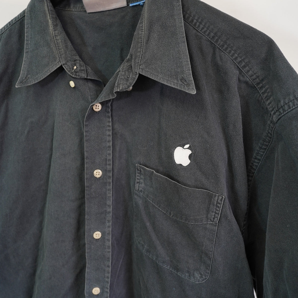 (XXL) Vintage Apple 90s Black Button Up Shirt Mens XXL Black White Tech Retro Computer