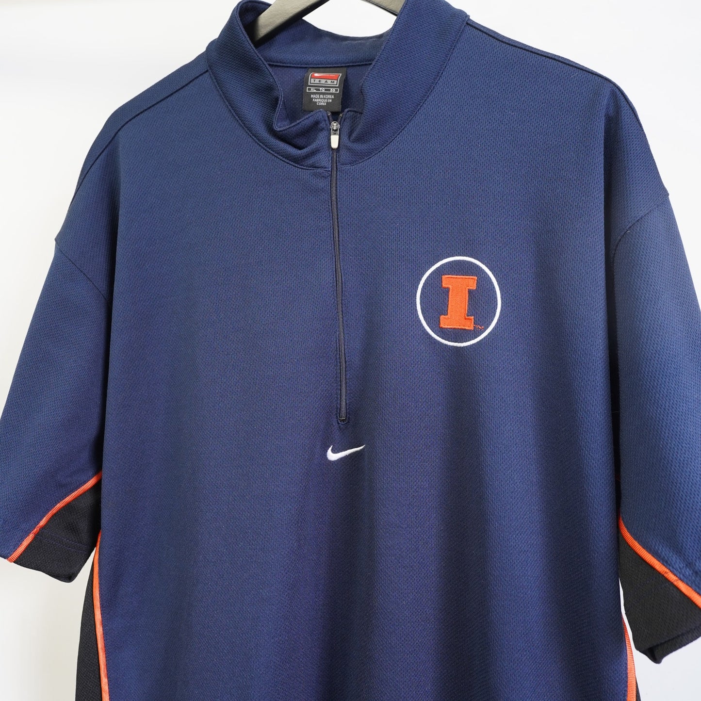 (XL) Vintage Illinois Illini Team Nike Basketball Warm Up Jersey Men's XL Navy Blue