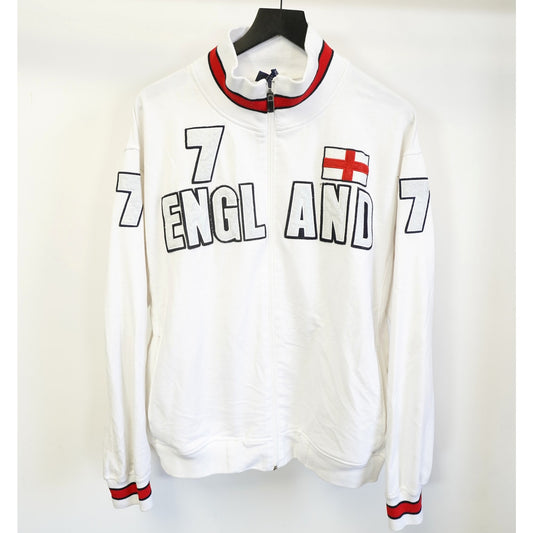 (XL) Vintage England David Beckham Stitched Full Zip Track Jacket Men's XL White Y2K