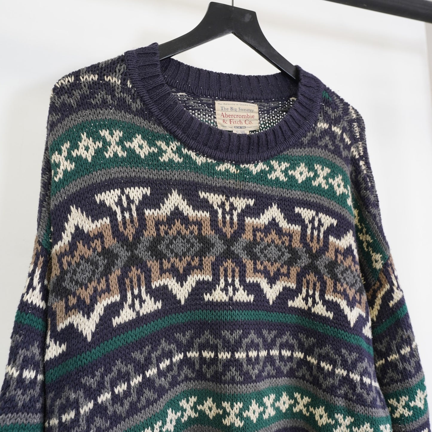 (XL) Vintage 90s Abercrombie & Fitch The Big Knit Sweater Men's XL Boho Cottage Retro