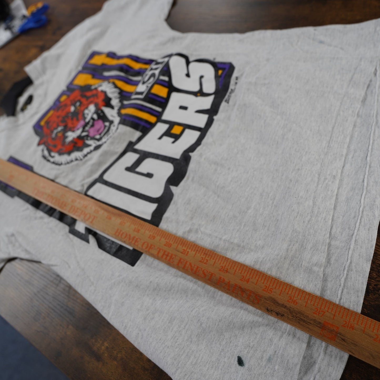 (L) Vintage LSU Tigers Single Stitch 90s T-Shirt Men's L Gray Big Logo