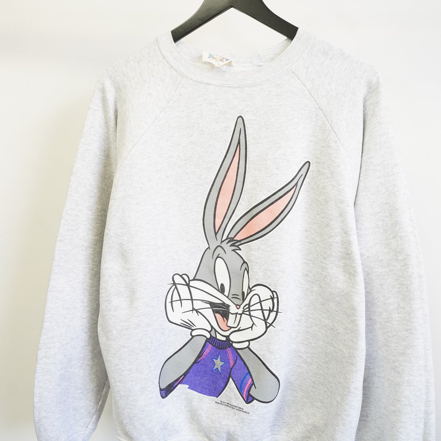 (XL) Vintage Bugs Bunny 90s Cartoon Looney Tunes Sweatshirt Men's XL Gray Retro