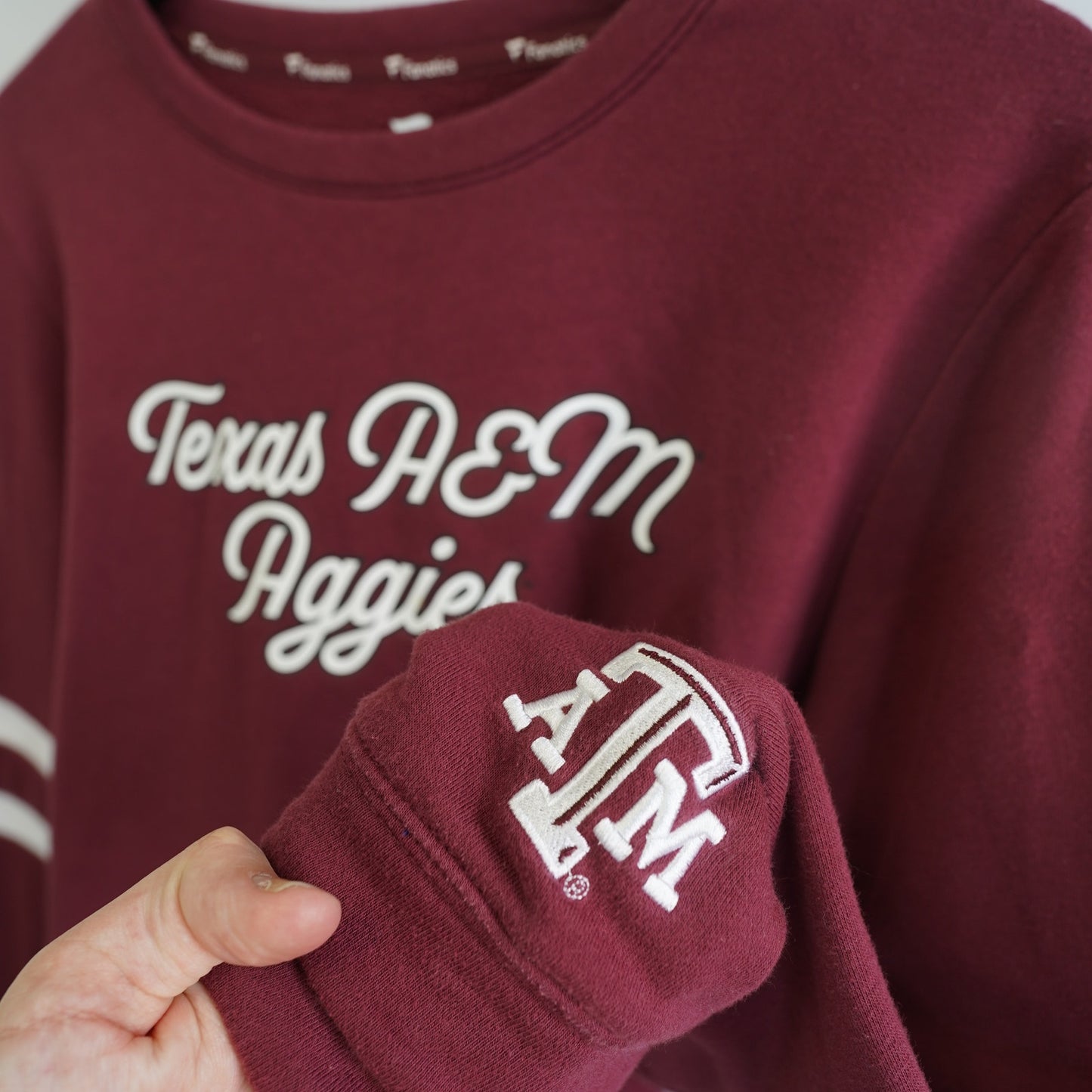 (Women's L) Texas A&M Aggies Fanatics Crewneck Sweatshirt Women's L Maroon ATM Football