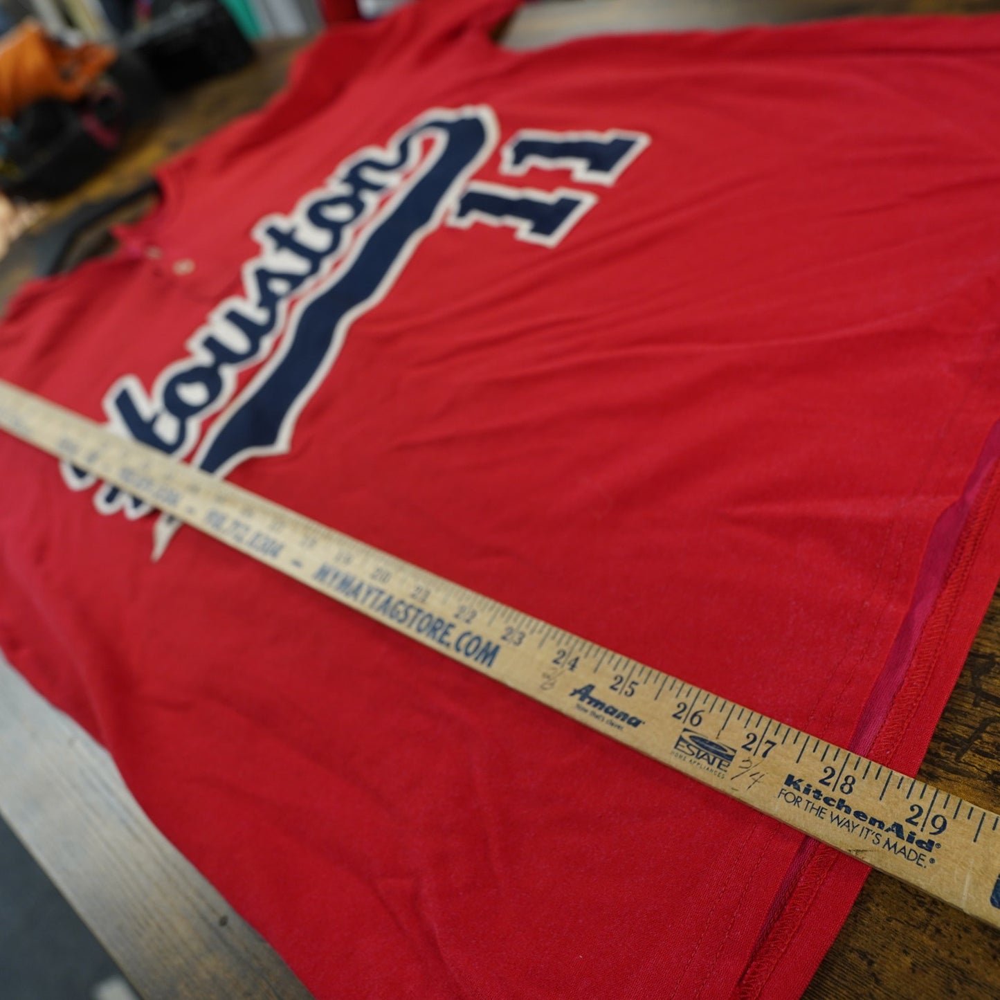 (XL) Vintage University of Houston Cougars Sewn Baseball Jersey 80s Men's XL Red UofH
