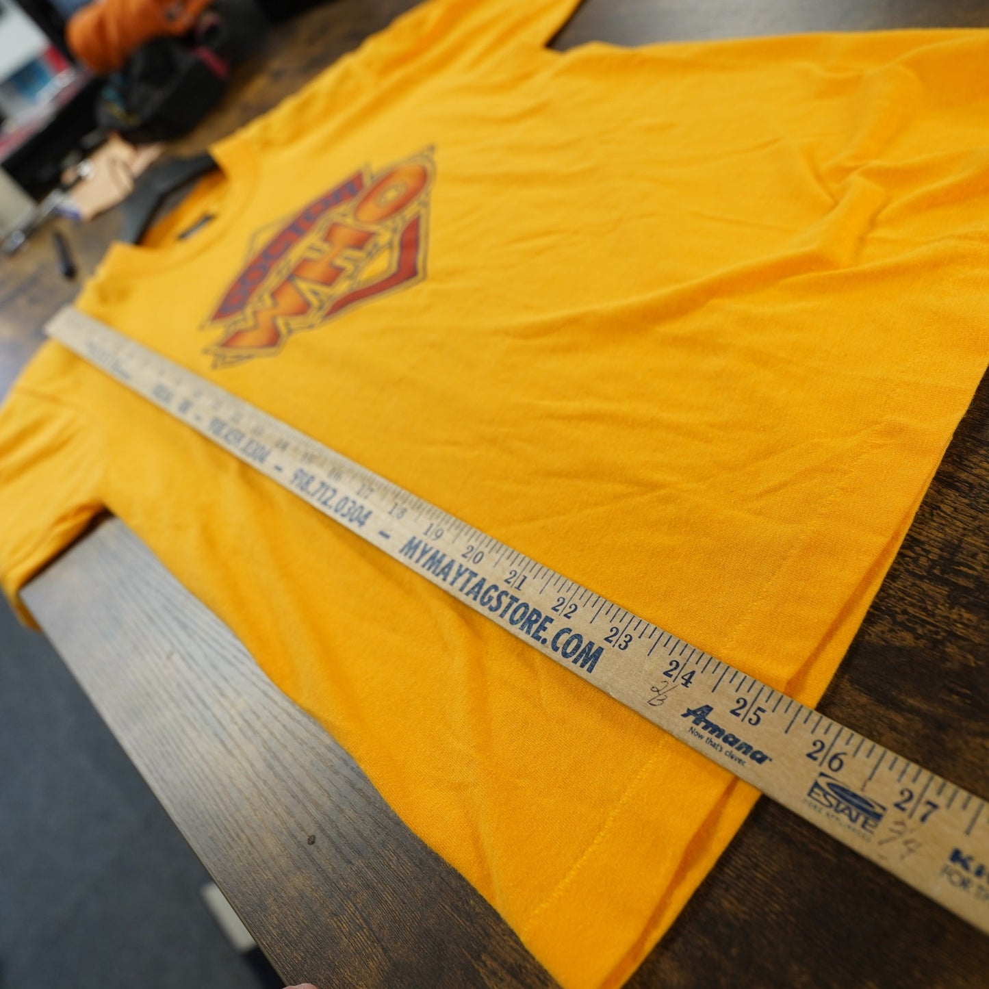 (S) Vintage Dr. Who 1983 Promotional T-Shirt Adult S Yellow Single Stitch TV Show
