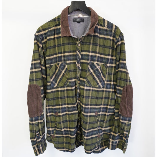 (XL) Vintage Aeropostale Flannel Button Up Shirt Jacket Y2K Men's XL Green 2000s