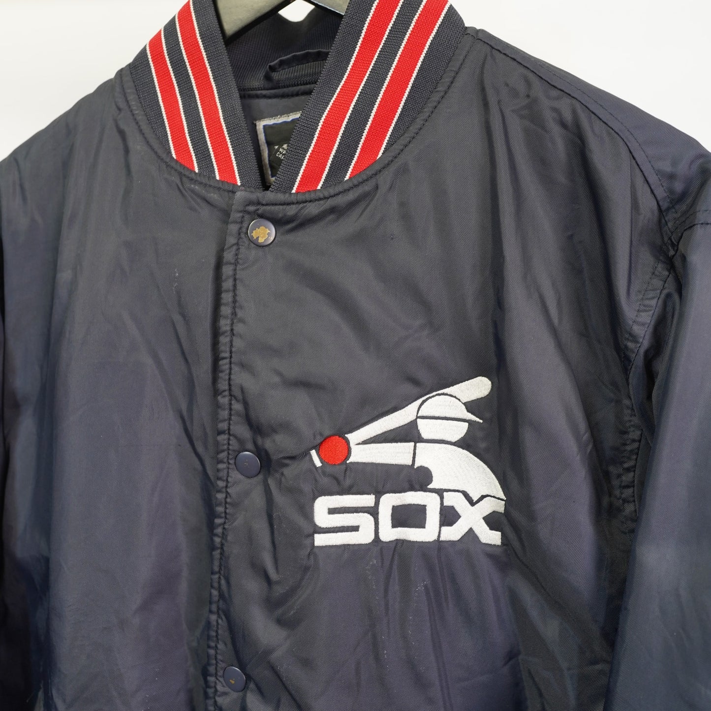 (M) Vintage Chicago White Sox Embroidered Satin Jacket Men's M Black MLB Baseball
