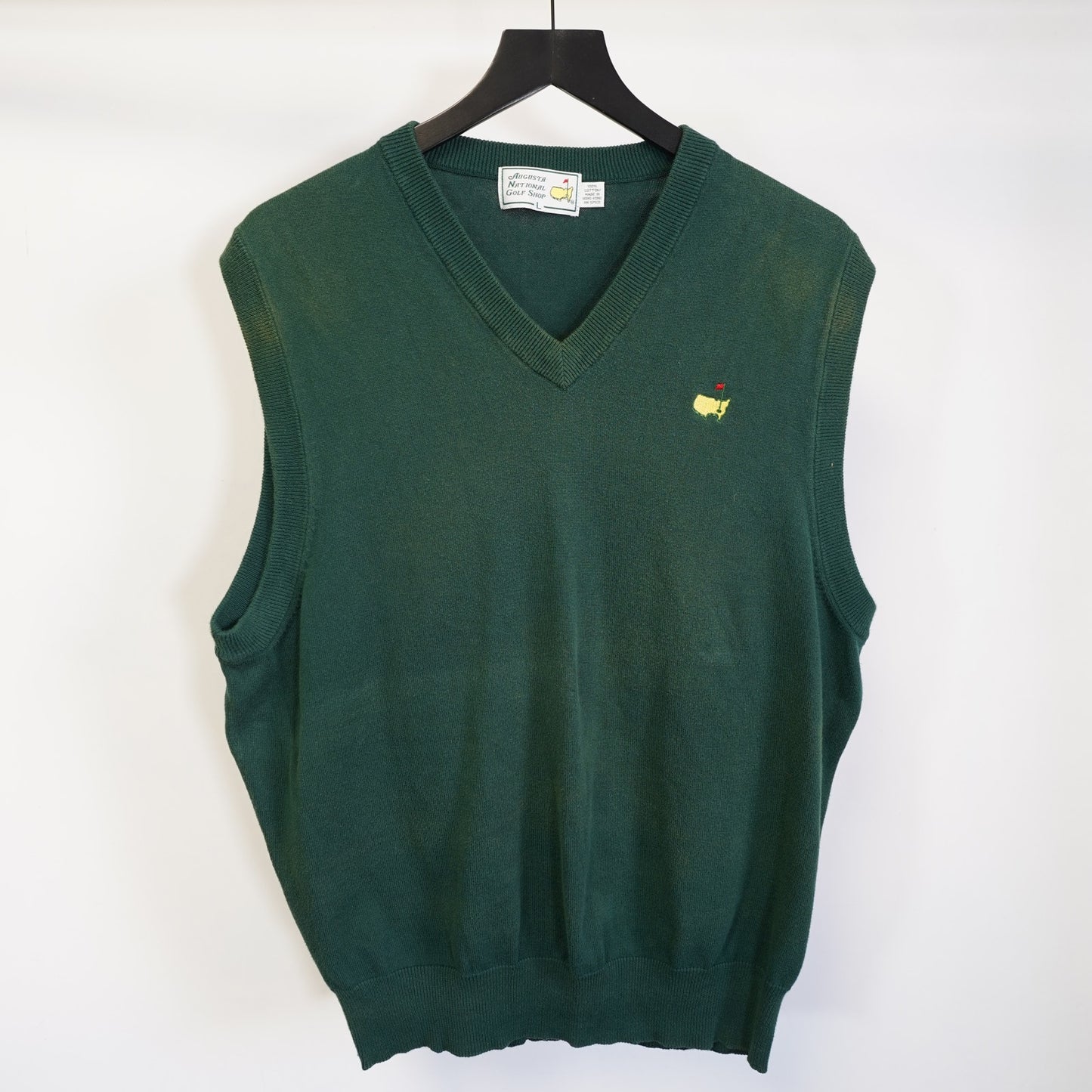 (L) Vintage The Masters Augusta National Golf Shop Knit Sweater Vest Men's L Green