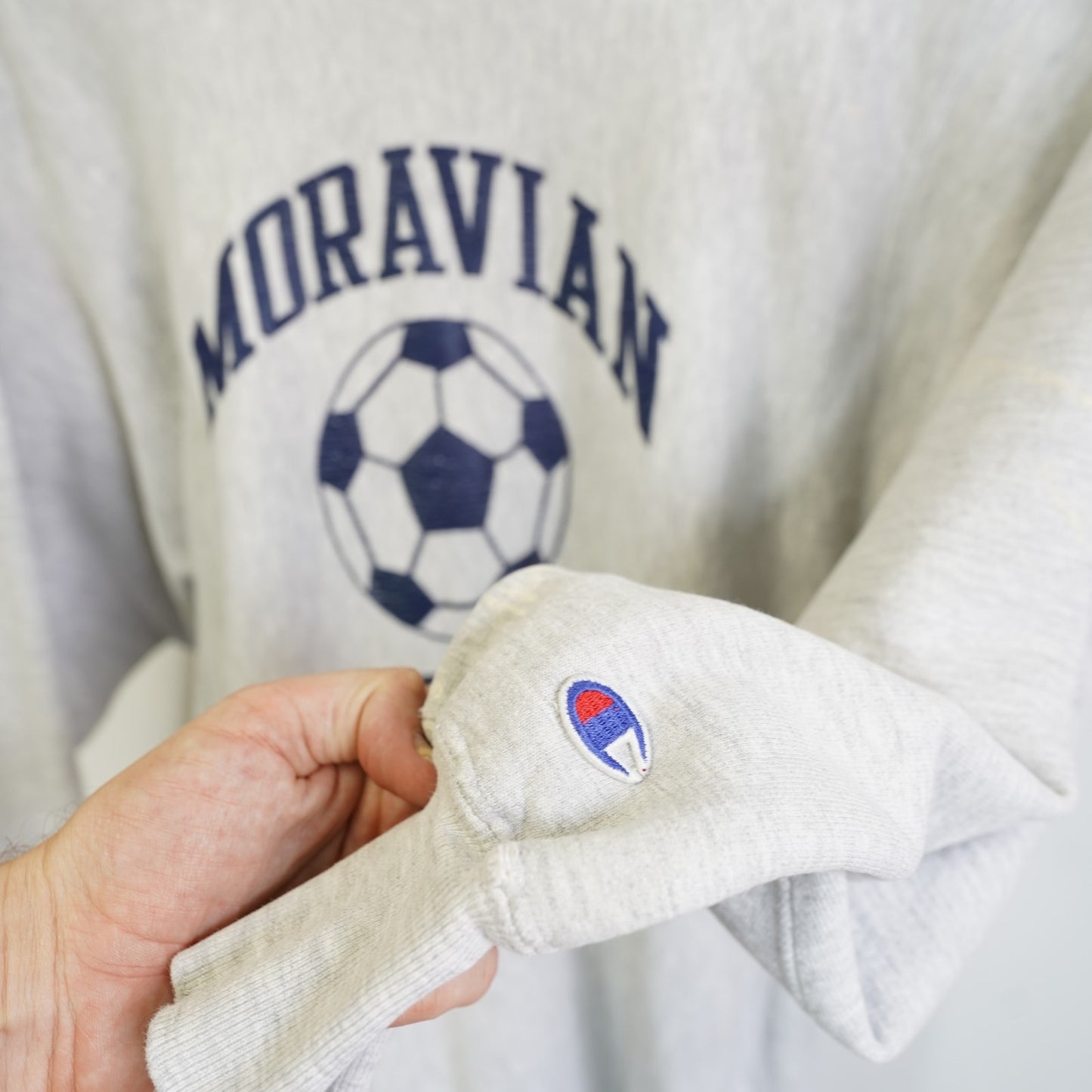 (L) Vintage Champion Reverse Weave Morvain Soccer Sweatshirt Men's L/XL Gray 80s-90s
