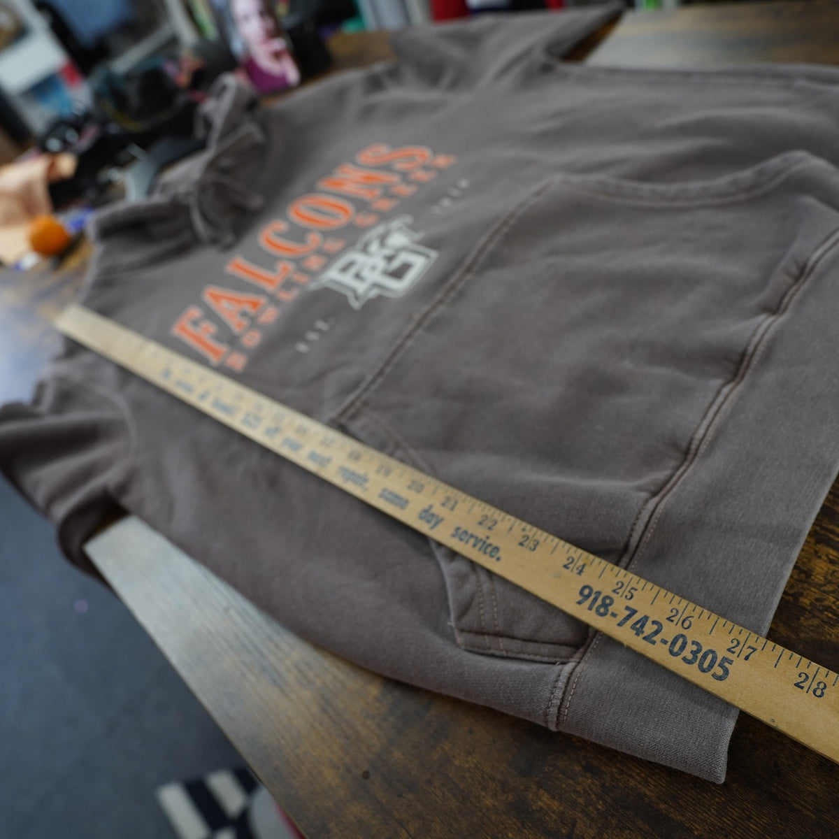 (L) Vintage Bowling Green Falcons Pullover Hoodie Men's L Brown Orange Retro