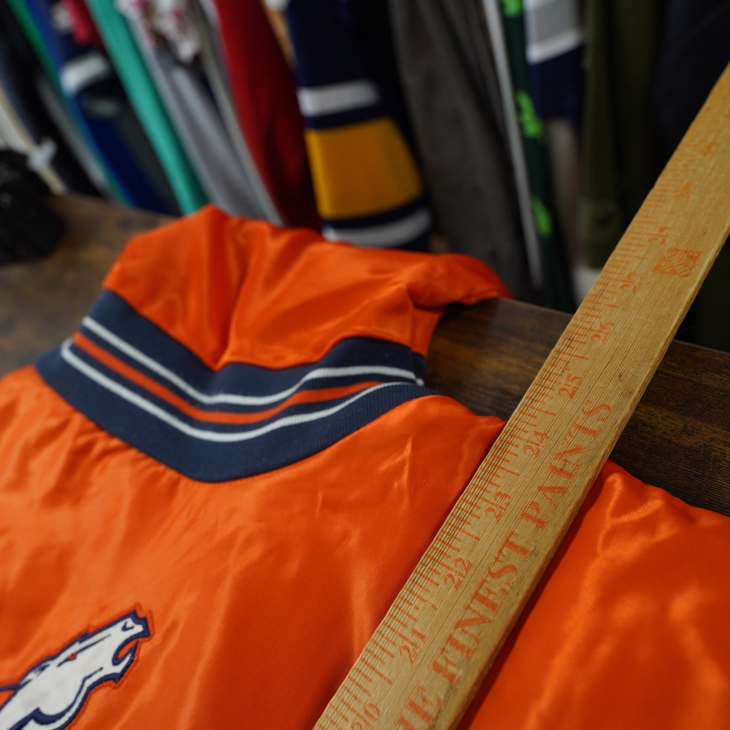 (L) Vintage Denver Broncos Stater Satin Varsity Jacket Men's L Orange Bomber Retro